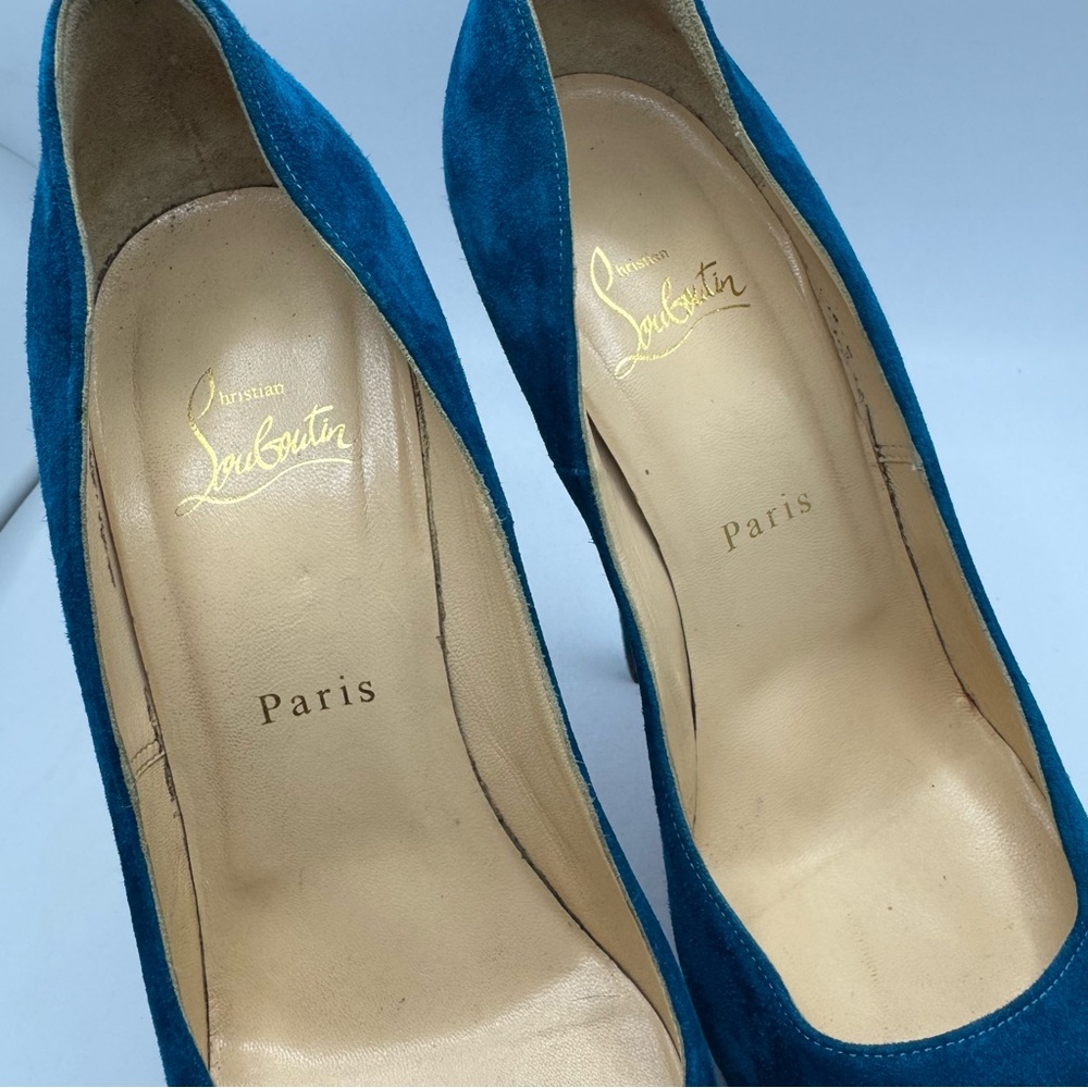Christian Louboutin Daffodile 160 Suede Peacock Pumps 40 - Picture 9 of 10